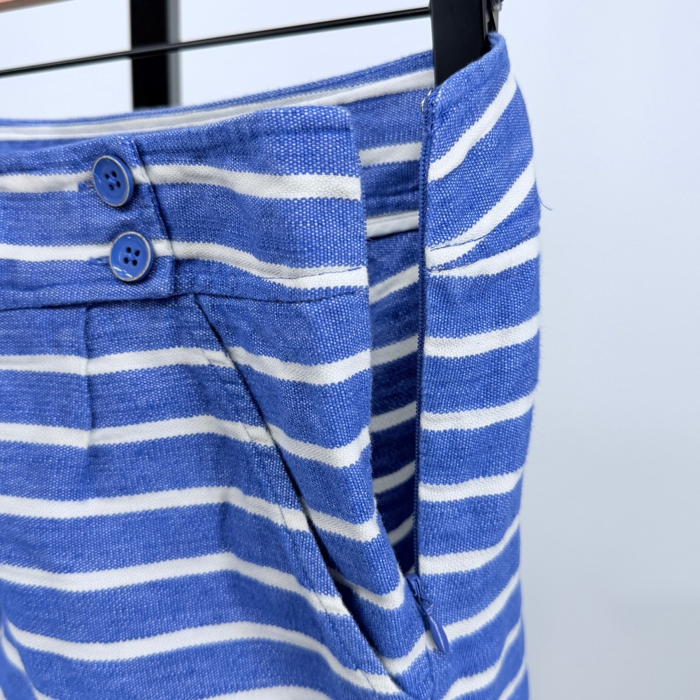 Vineyard Vines Linen Blend Shorts Size 8 Nautical Striped Pleated Preppy - Picture 5 of 8
